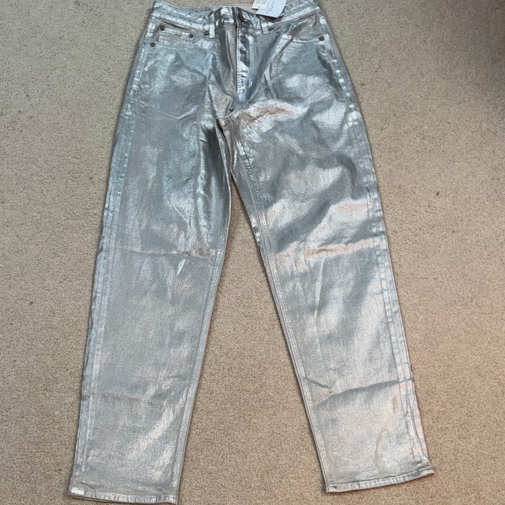 American eagle new with tags  Metallic Silver Straight Leg Jeans